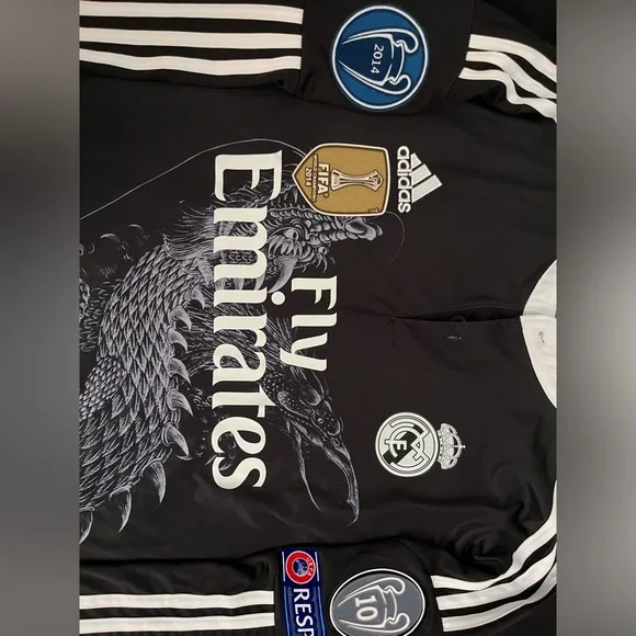 Ronaldo #7 Real Madrid 2014 Black Dragon Longsleeve retro soccer jersey m-L Jerseys